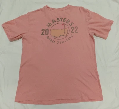 Camiseta Auténtica Masters 2022 Doble Cara Rosa Brezo Retro Desvanecimiento LG Foto 1 de 4