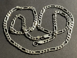 Collar de cadena de eslabones Figaro Italia plata 925 vintage 20 pulgadas 19,35 gramos 4,5 mm - Imagen 1 de 4