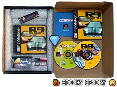 Ridge Racer Type 4 PS1 - NTSC-U/C USA VGC CIB with Reg - Natural Disc - Demo - Image 1 of 4