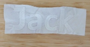 Toppa bianca con nome "Jack" taglio grezzo - Foto 1 di 4