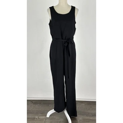 Tahari ASL Womens Black Wide Leg Jumpsuit Sleeveless Tie Waist Size 8 NWT - Image 1 of 4