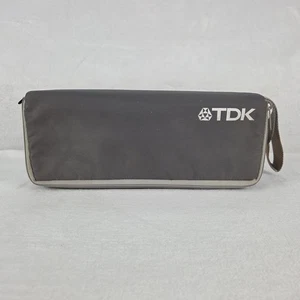 TDK Case Logic 15 Cassette Tape Holder Carrying Case Vintage Gray Zipper Storage - Picture 1 of 10