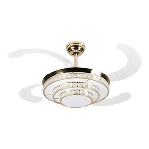 Windora Thalira 42" Spiral Crystal Chandelier DC Ceiling Fan w/ 3CCT LED Remote - Picture 1 of 9