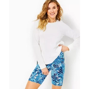 Lilly Pulitzer LUXLETIC South Beach High Rise Resort White Mermazing Shorts S - Picture 1 of 8
