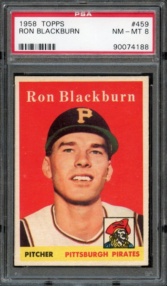 BB - 1958 - Topps - #459 - Ron Blackburn - PSA 8 - NM-MT - Image 1 of 2