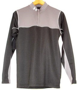 Under Armour Cold Gear Mens S Long Sleeve Quarter Zip Black Gray Track Jacket - Picture 1 of 6