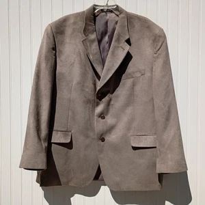 CHAPS Ralph Lauren Blazer Mens 48R Light Gray Suede Jacket Sport Coat 3 Button - Picture 1 of 15