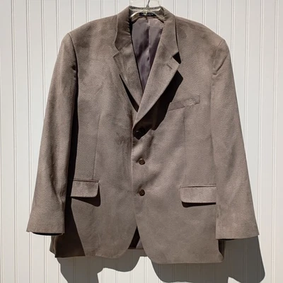 CHAPS Ralph Lauren Blazer Mens 48R Light Gray Suede Jacket Sport Coat 3 Button - Image 1 of 4