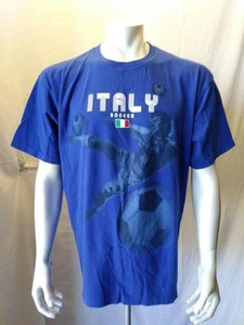 Italy Soccer Football Blue Graphic Sogo Crew Neck Men's T Shirt Size XL - Picture 1 of 6