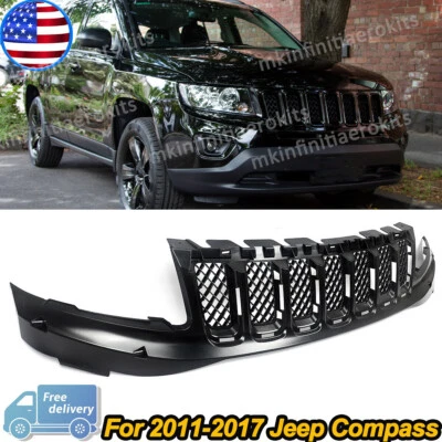 New Front Bumper Grille Black Grill For 2011-2017 Jeep Compass Utility 4-Door - Image 1 of 4