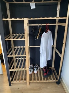 Large Canvas Fabric Wardrobe Storage Cupboard with Hanging Rail Shelving - Picture 1 of 5