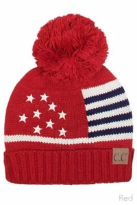C.C Kids Children Girl Boy USA American Flag Knit Beanie Hat Skull Cap 2-6yr - Picture 1 of 6