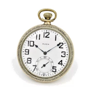 Elgin 1912 Two-Toned White-Face Manual Filigran Open-Face Taschenuhr - Bild 1 von 7