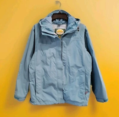 Chaqueta de lluvia Cabela's para mujer de nailon azul con capucha forrada de malla ventilada talla pequeña regular* Foto 1 de 4