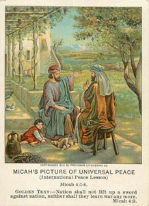 Christian Picture Lessons Card Micah's Picture of Universal Peace 1911 - Picture 1 of 2