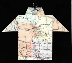Camisa Mapa Origami Wyoming, Dakota del Sur, Nebraska, Rapid City, Wall, Cheyenne - Imagen 1 de 2