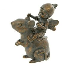 Fairy with Mouse Figurine Bronze Style Garden Decoration Mouse Figure