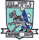 4.875" NAVY USS DD-748 HARRY E HUBBARD EMBROIDERED PATCH