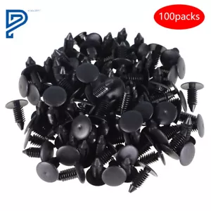 100 Pcs Dia 8mm Hole Plastic Rivets Fasteners For Car Auto Bumper Fender Black - Picture 1 of 14