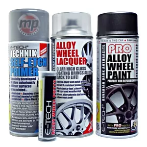 ETech Alloy Wheel Repair Refurb Putty Primer Lacquer & Metallic Anthracite Paint - Picture 1 of 12