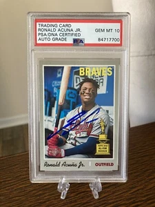 2019 Heritage Ronald Acuna Jr Yr 2 Rookie Cup SHORT PRINT PSA 10 AUTO RARE - Picture 1 of 2