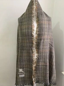 CHAL/ENVOLTURA VINTAGE BURBERRY LONDON CLÁSICO TWEED GRANDE 100 % CACHEMIRA - Imagen 1 de 12