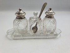 Antico set condimenti top argento massiccio, Henry Hobson Londra 1928