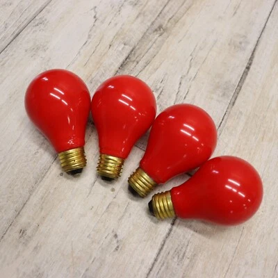 4Pc- Vintage Philips 40-Watt A21 Light Bulbs RED COATED Decorative Color Bulb - Image 1 of 4