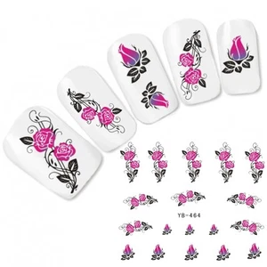 Nagel Sticker Nail Art Ornamente Rose Fuß Ornaments Aufkleber Water Decal - Picture 1 of 1