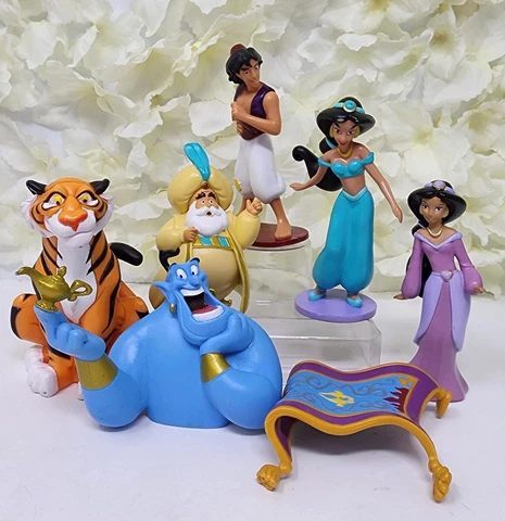 Disney Aladdin Deluxe Figure Playset Princess Jasmin Figures 7 Piece 3" Cute Set Cover