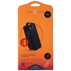 EFM Monaco Etui Folio Portefeuille pour Magsafe Apple IPHONE 14/13 - Noir/Gris - Photo 1 sur 2