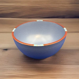 Dansk Mesa Sky Blue Mixing Serving Bowl 8.75” 2QT Rust Brown Rim - Picture 1 of 6