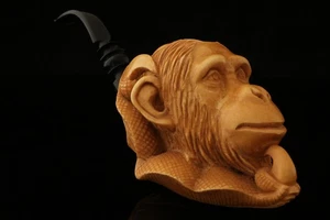 srv - Chimpancé en garra tallado por Kenan Block tubo de espuma de mar con estuche 15476 - Imagen 1 de 11