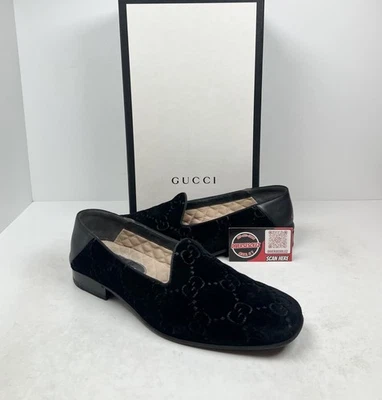 Size 10G/10.5US - Gucci Black Velvet  Double G Loafers🖤 RETAIL $890! - Image 1 of 4