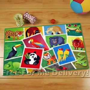 WHIZZ KIDS WILD ANIMALS FUN FLOOR RUG (XS) 80x120cm **FREE DELIVERY** - Picture 1 of 5