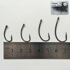 50PCS/BOX High Carbon Steel Carp Fishing Hook with Hole Barb and Barbless - Picture 1 of 9