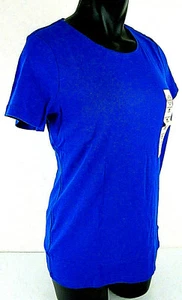 St John's Bay Large T-Shirt Bold Blue Crew Neck Tagless Damen Baumwolle Tee Neu - Bild 1 von 5