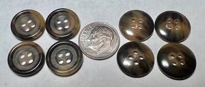 Brown/Tan Swirl Buttons, 4 Hole Buffalo Horn Buttons, Aprox. 3 Gross, Italy NOS. - Picture 1 of 4