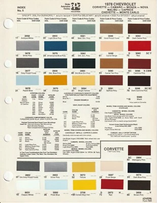 Chevrolet Corvette 1978 Camaro Nova Malibu Monte Carlo Caprice astillas de pintura Foto 1 de 4