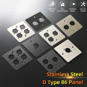 1Pcs Type 86 Power D Type Module Socket Blank Panel Stainless Steel Matte Hifi - Picture 1 of 14