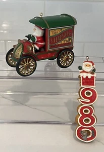 2 Vintage Hallmark Keepsake Ornaments 1981 Rooftop Deliveries & 1980 Santa Dough - Picture 1 of 10