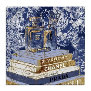 Stupell Industries Fashion Book Pile Glam Designer Accessories Blue Gold, Des... - Picture 1 of 7