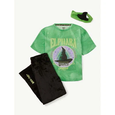 Justice Girls Wicked Short Sleeve Pajama Set 3-piece Green Size M - Image 1 of 4