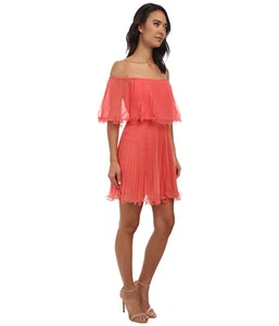 NWT $ 328 BCBGMAXAZRIA BCBG SHALOM TULLE PLEATED COCKTAIL DRESS COLAR SZ:6 - Bild 1 von 11