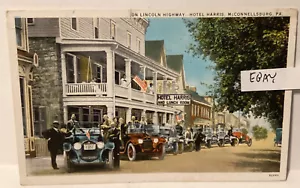 1929 McCONNELLSBURG PA. LINCOLN HIGHWAY HOTEL HARRIS & LUNCH ROOM RARE POSTCARD - Imagen 1 de 2