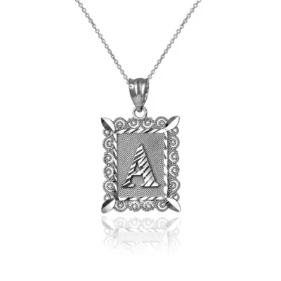Sterling Silver Filigree Alphabet Initial Letter  DC Charm Necklace - Image 1 of 4