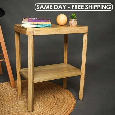 Free Planter -Wooden DIY Side Table with Rustic Storage Shelf, Accent Table - Image 1 of 4
