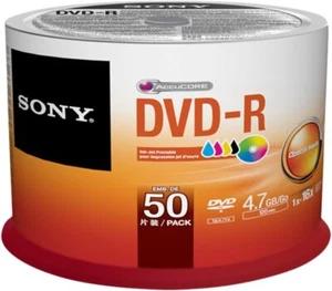 Sony 50 DVD-R vergini stampabili full printable 4.7GB 120min CAMPANA 50 PZ - Afbeelding 1 van 2