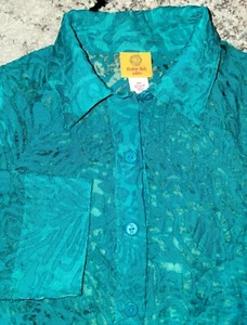 Ruby Rd Women's Teal Sheer 1/4 Sleeve Lightweight Cover Up - Size 10P - Picture 1 of 9