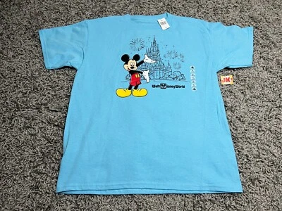 NEW Walt Disney World Shirt Kids Youth XL Blue Black Mickey Mouse Castle Parks - Image 1 of 4
